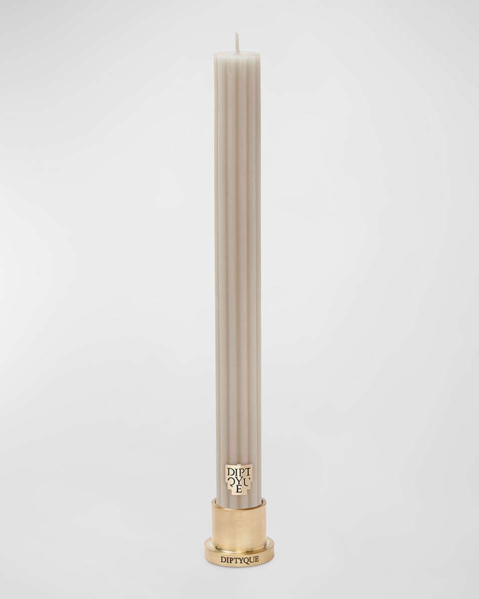 2.4 oz. Feu De Bois Scented Ribbed Taper Candle - Limited Edition